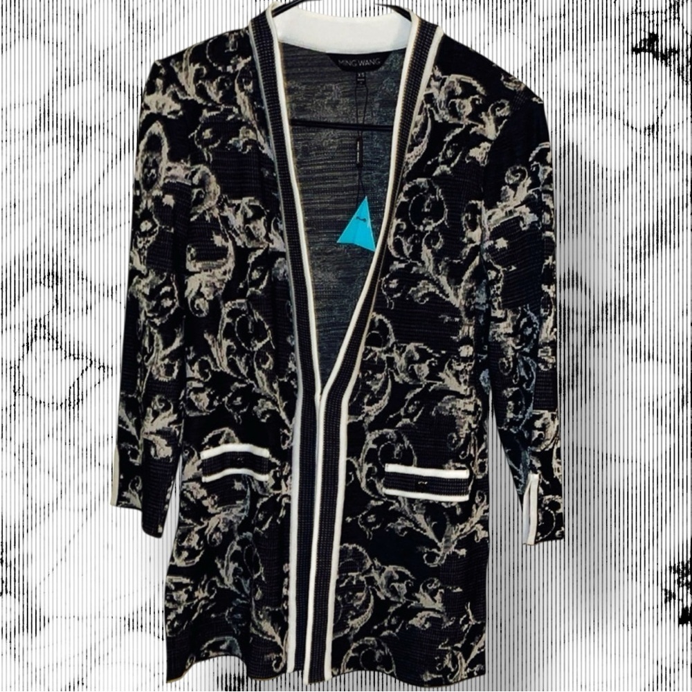 🌺NWT/MING WANG FLORAL KNIT CARDIGAN